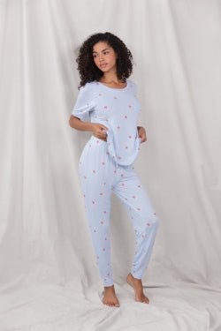 Good Times Tee Pant Set In Frost Candy - Loungewear -