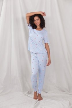 Good Times Tee Pant Set In Frost Candy - Loungewear -