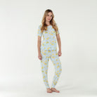 Good Times Tee Pant Set In Tea Leaf Lemons - Loungewear - X-Large