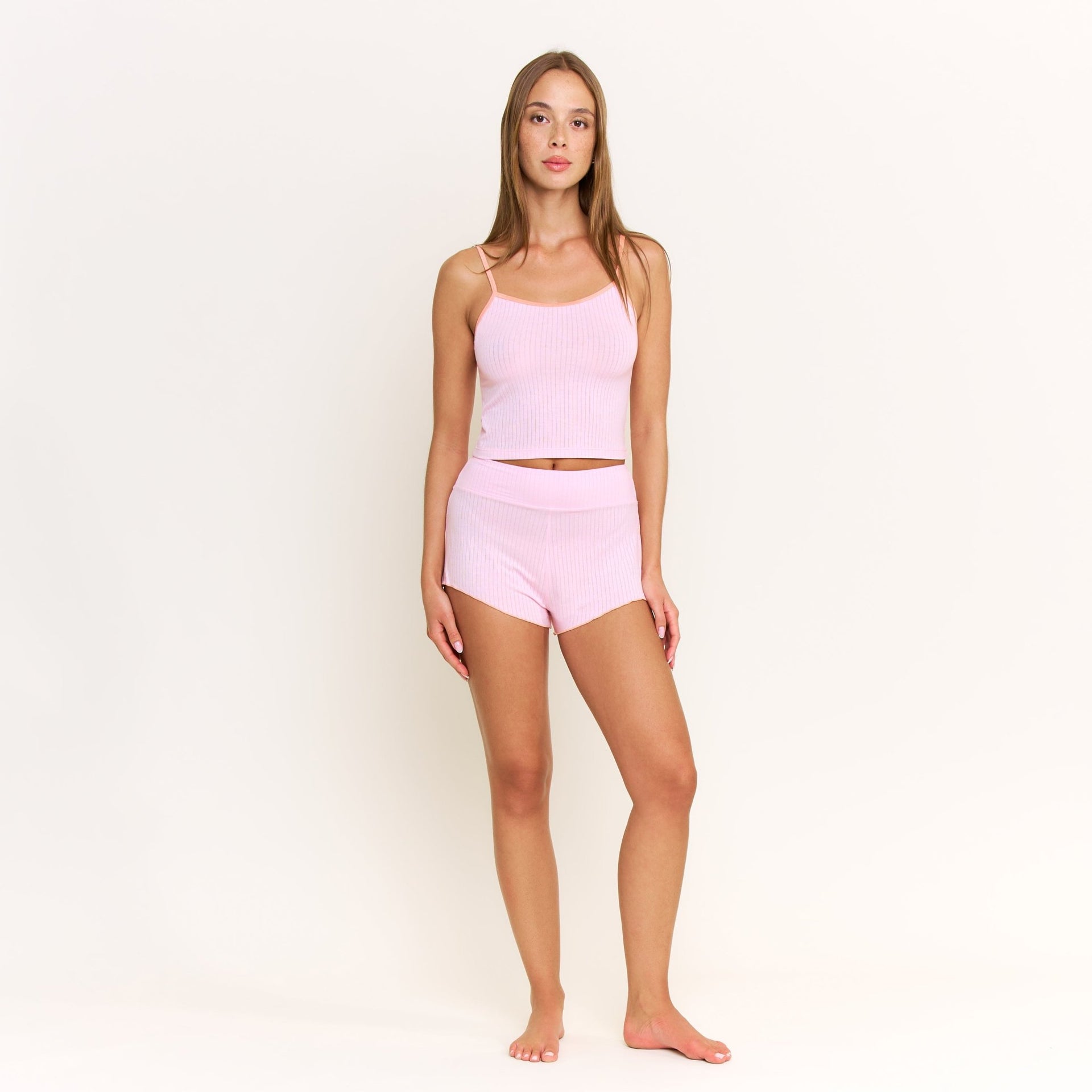 Janelle Cami Shortie Set in Baja Pink - -