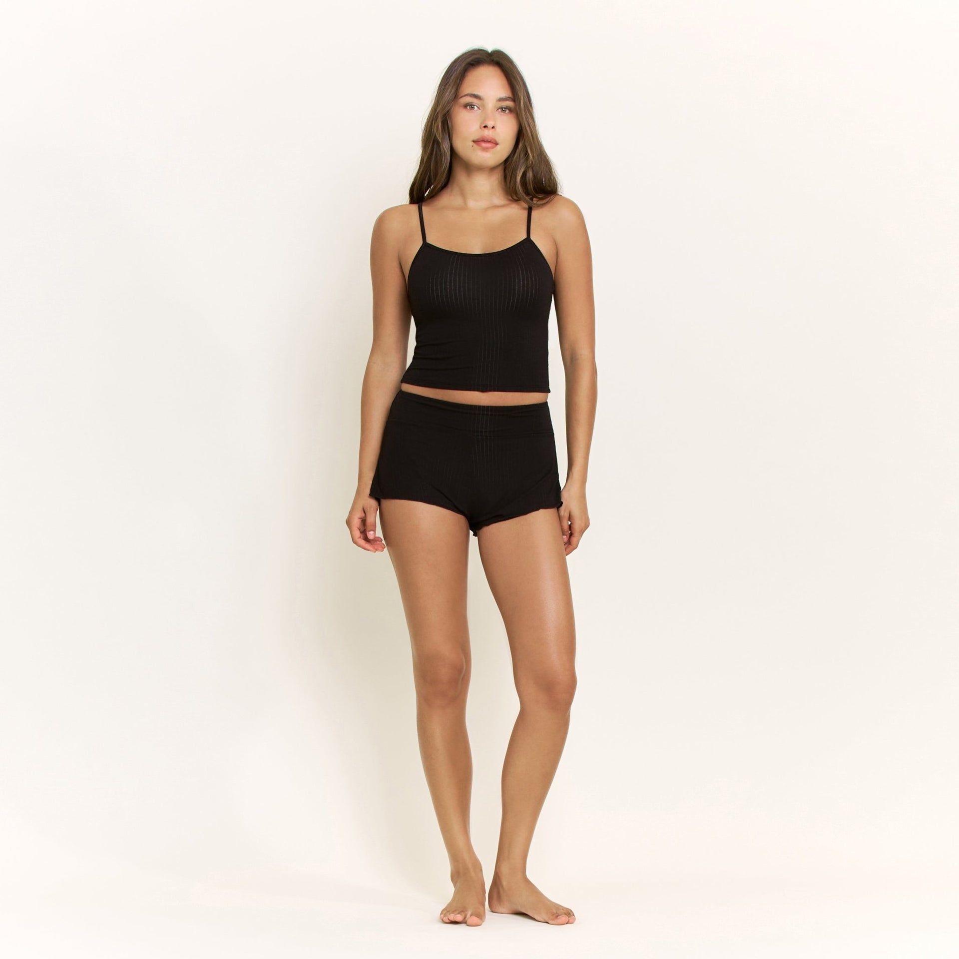 Janelle Cami Shortie Set in Black - Honeydew - XS