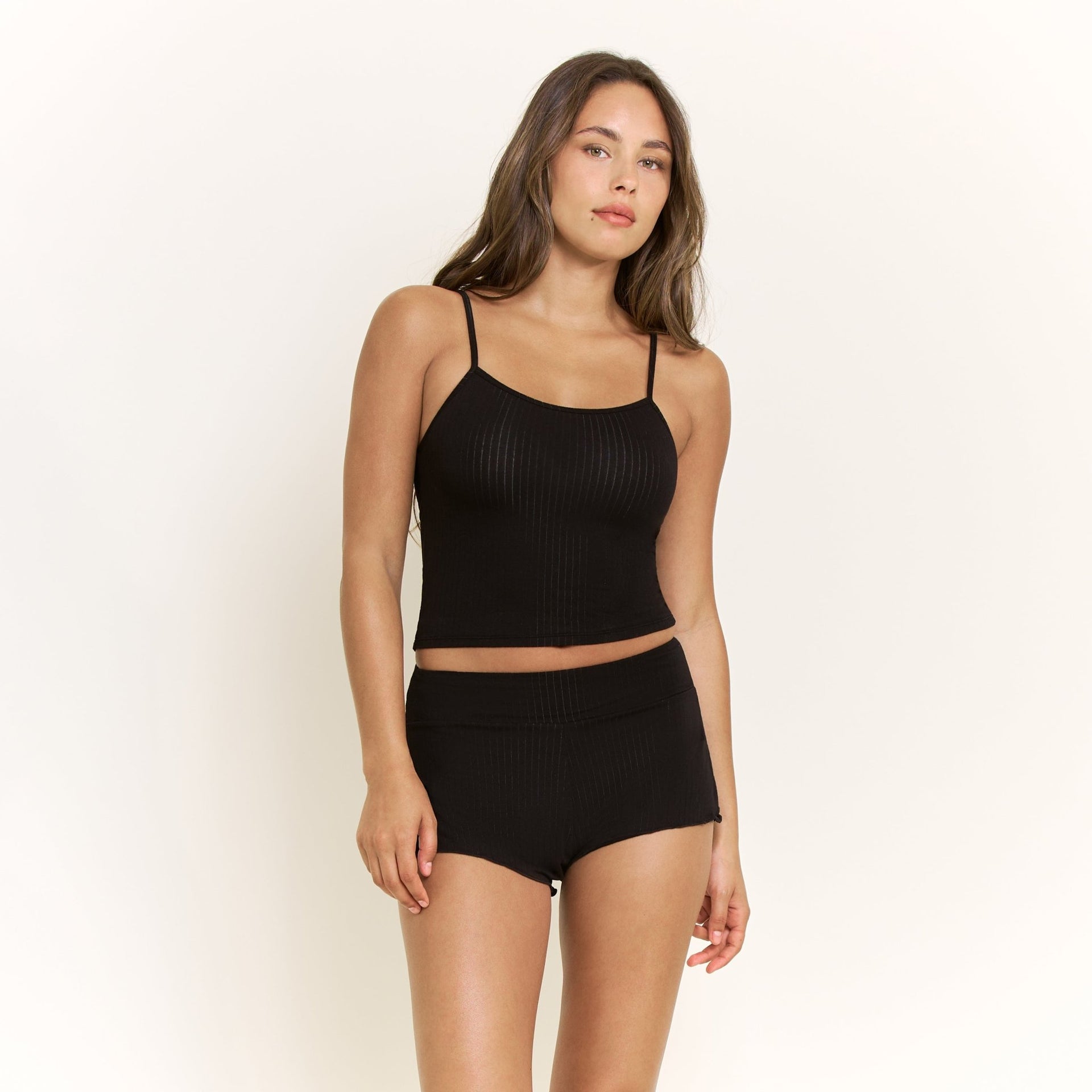 Janelle Cami Shortie Set in Black - Honeydew - XS