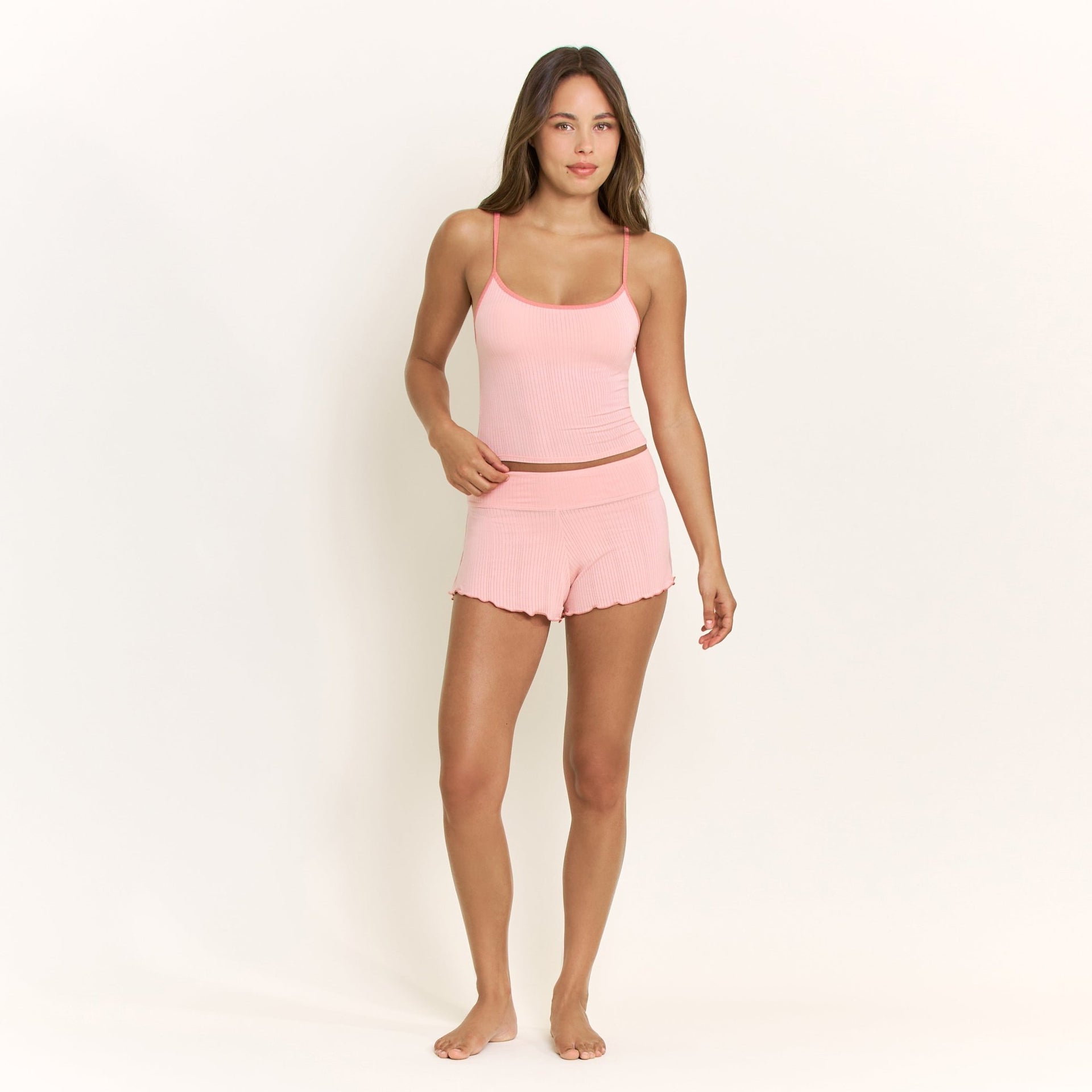 Janelle Cami Shortie Set in Dusty Rose - Honeydew - XS