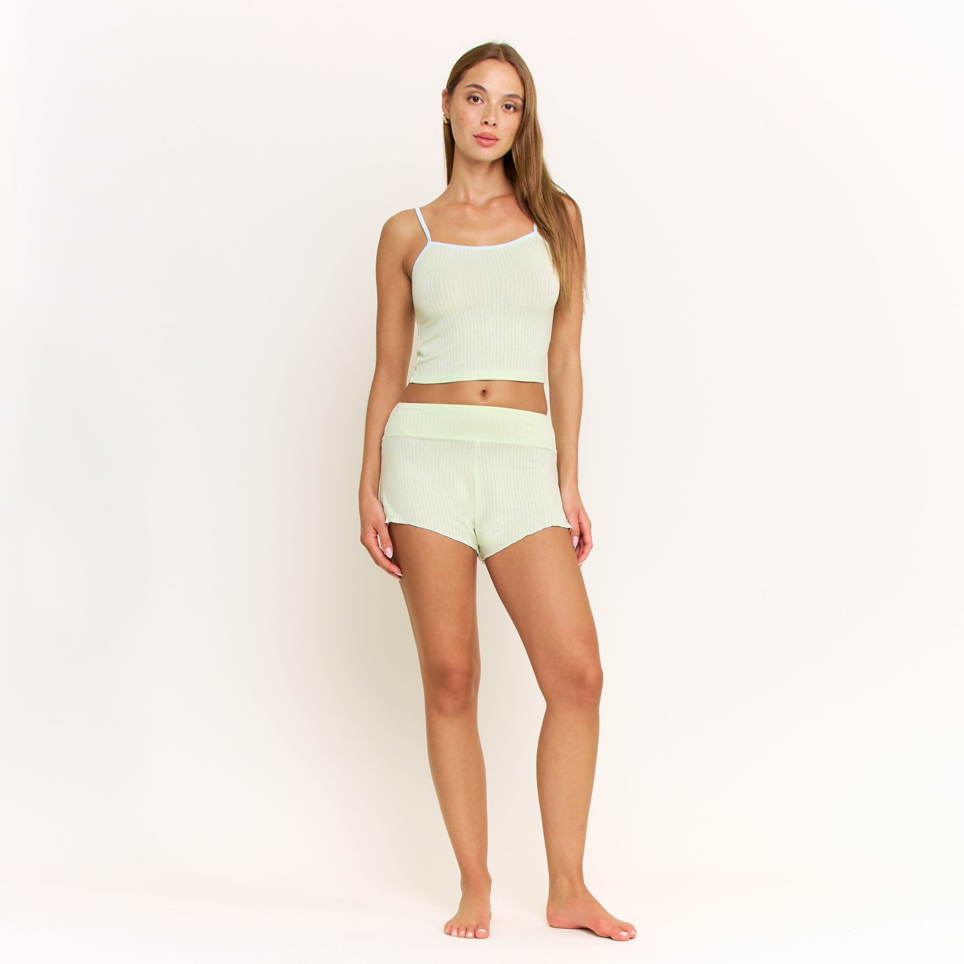 Janelle Cami Shortie Set in Key Lime - -