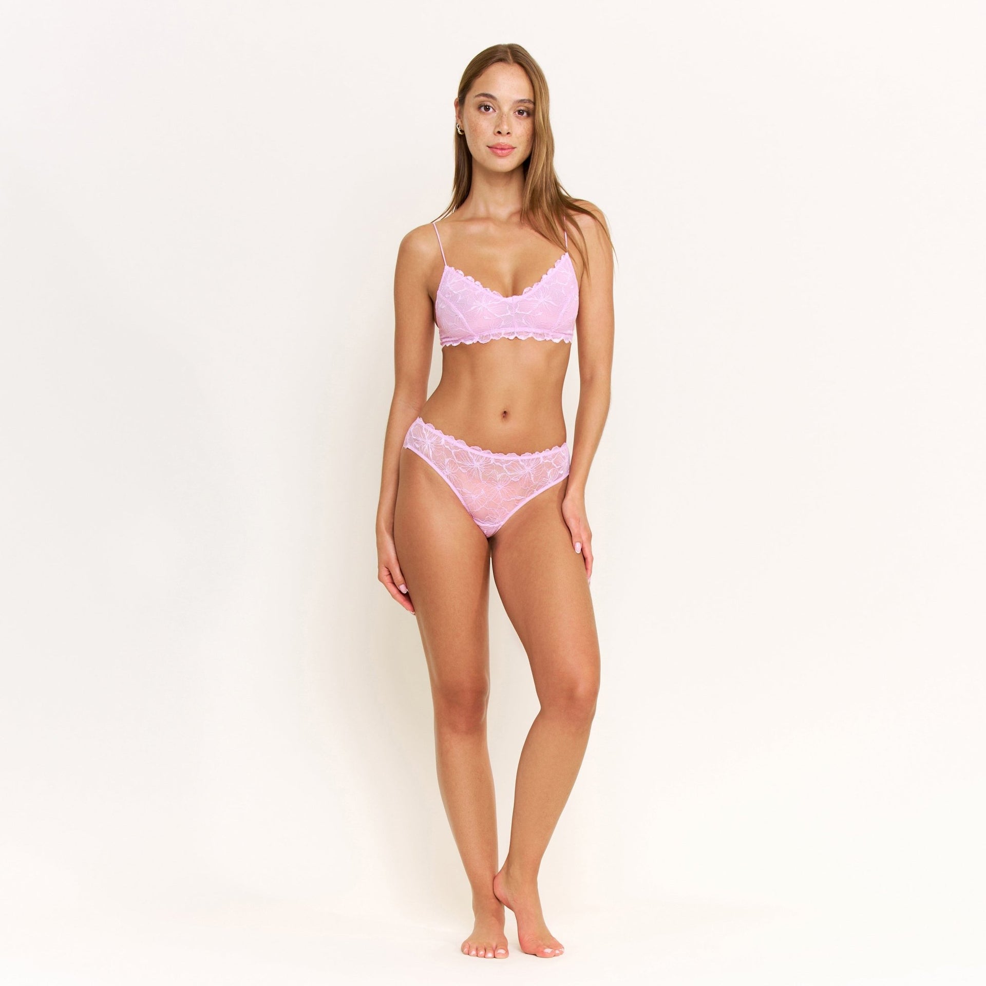 Jessa Lace Bikini in Petal - -