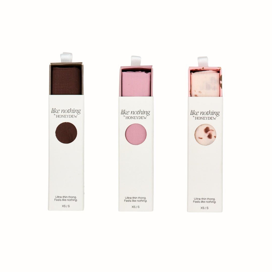 Like Nothing Thong 3-Pack in Espresso, Rosy And Powdery Peach Leopard - Honeydew - XS/S