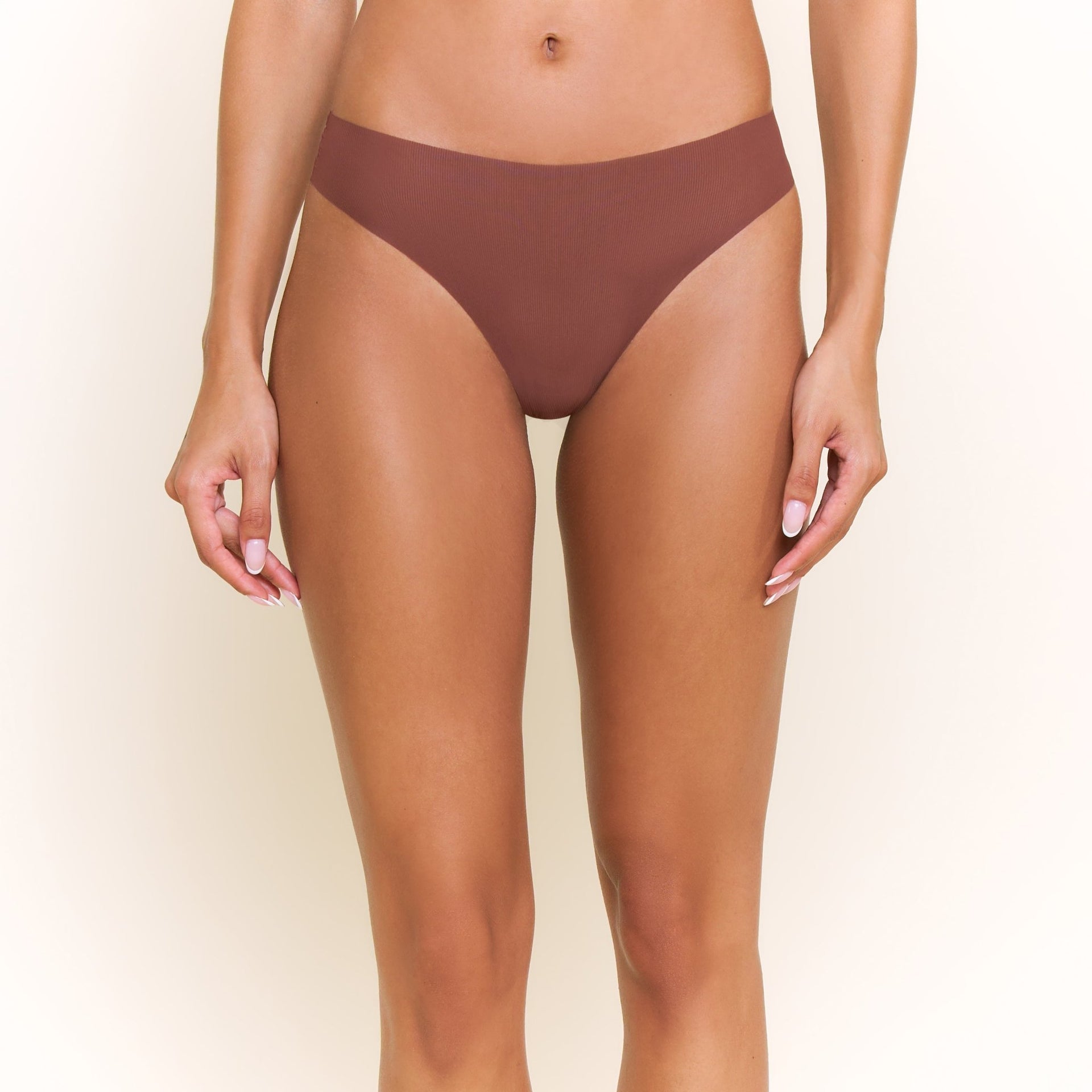 Like Nothing Thong in Espresso - Honeydew - XS/S