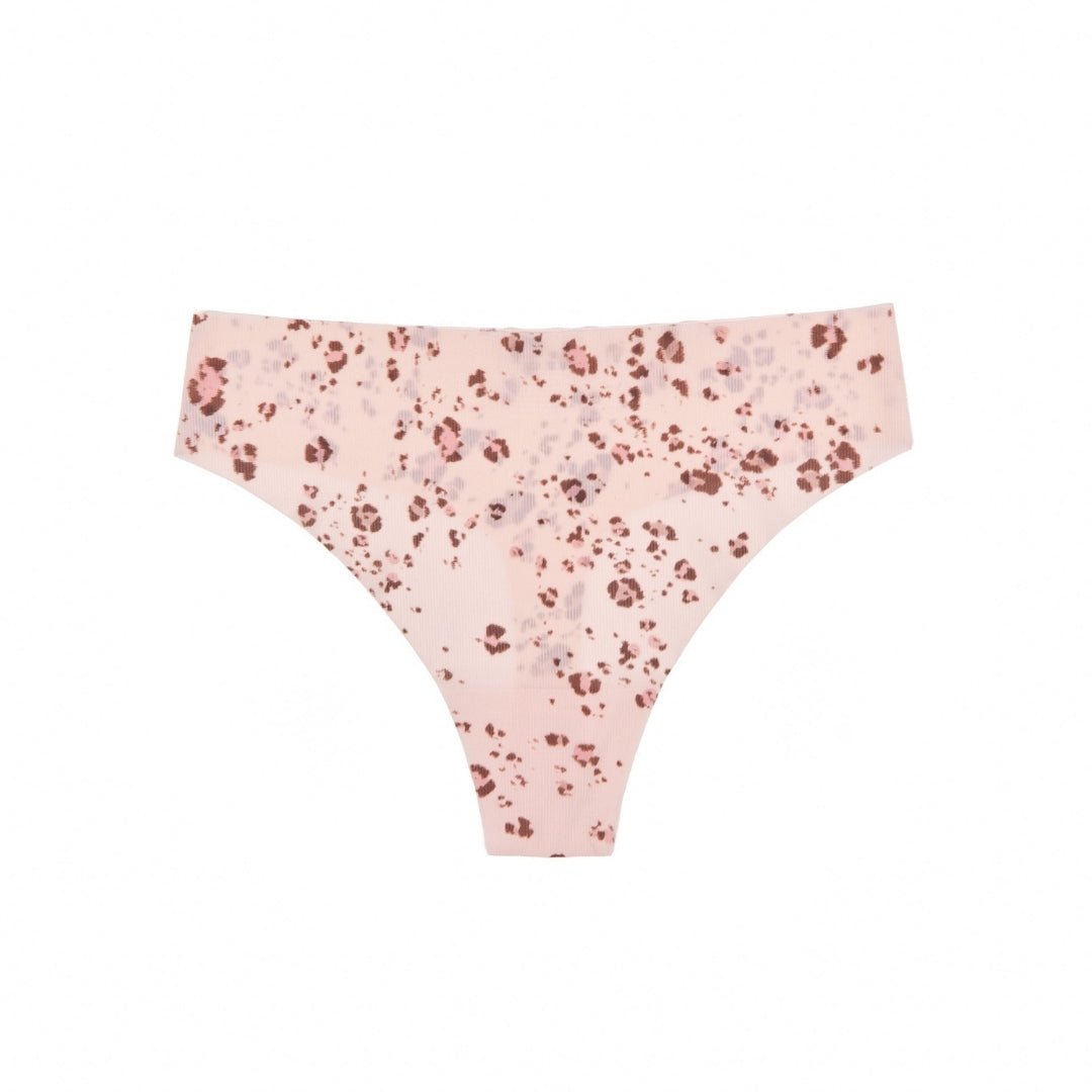 Like Nothing Thong in Powdery Peach Leopard - Honeydew - XS/S