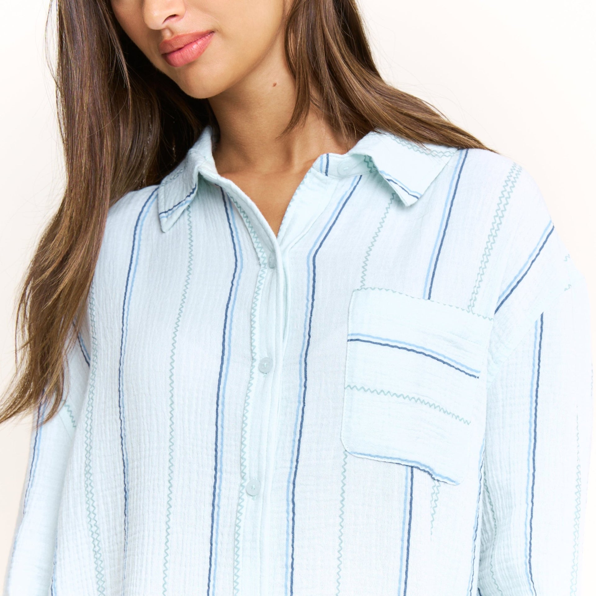 Long Weekend Sleepshirt in Aqua Southwest Stripe - -