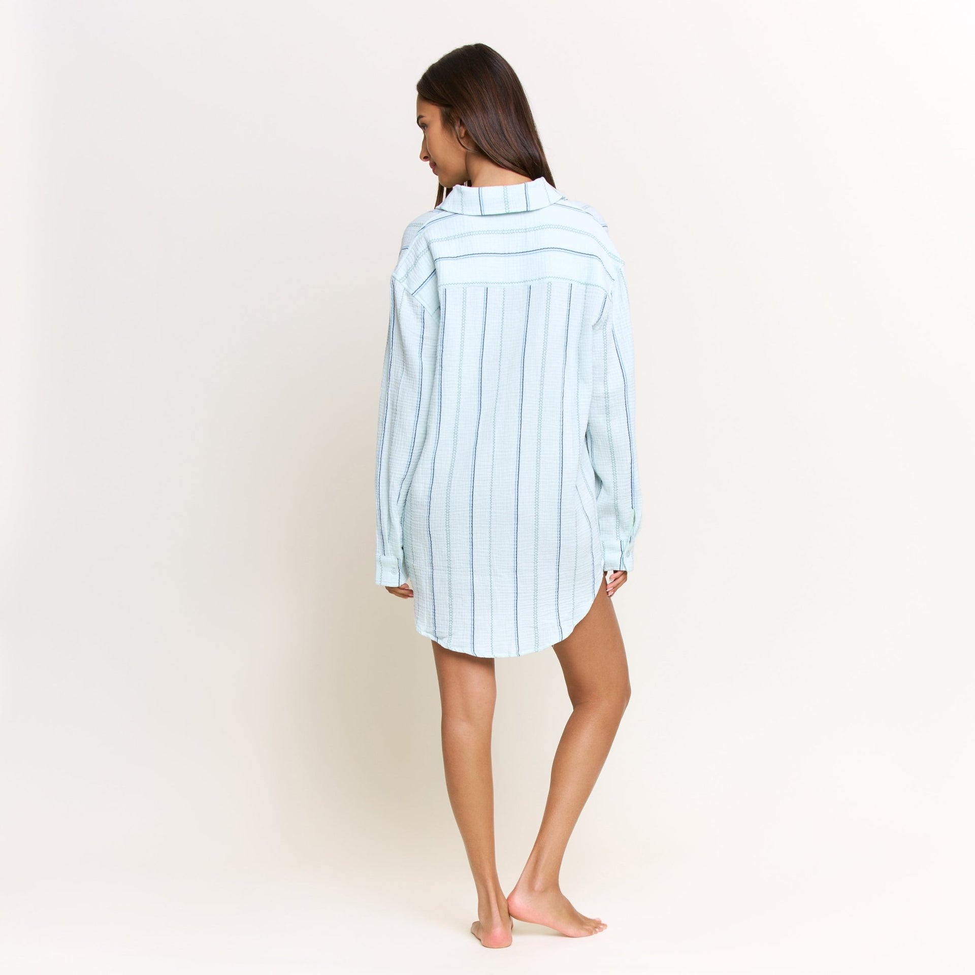 Long Weekend Sleepshirt in Aqua Southwest Stripe - -
