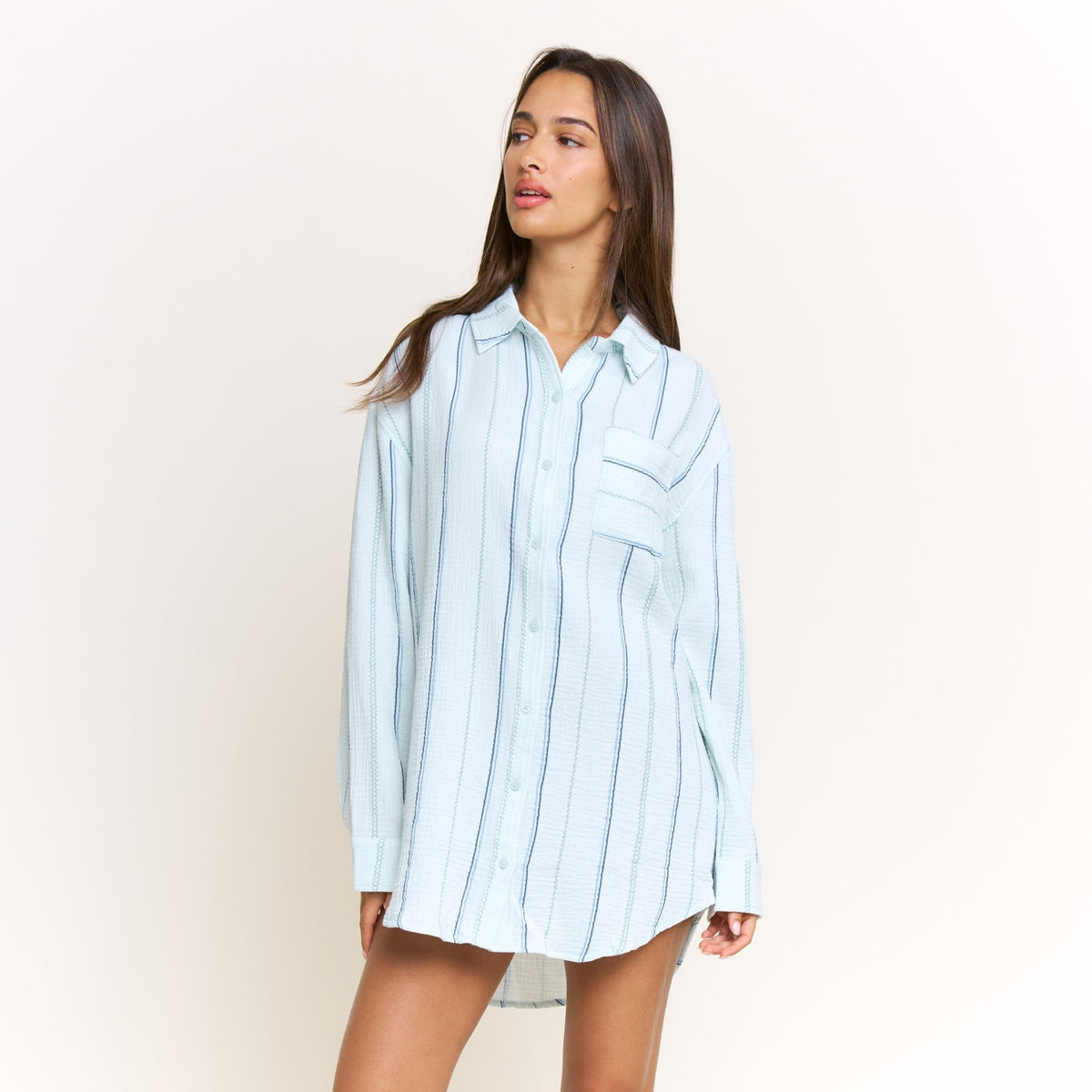 Long Weekend Sleepshirt in Aqua Southwest Stripe - Sleepwear & Loungewear -