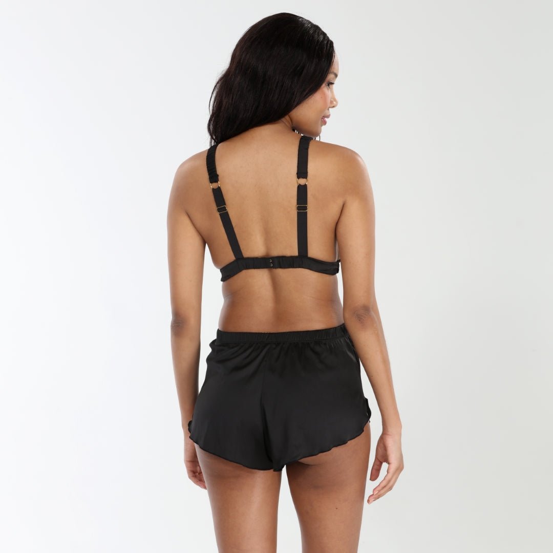 Love Story Bralette Shortie Set In Black - Bralettes -