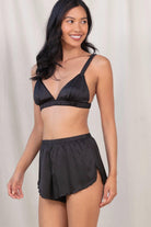 Love Story Bralette Shortie Set In Black - Bralettes - X-Large