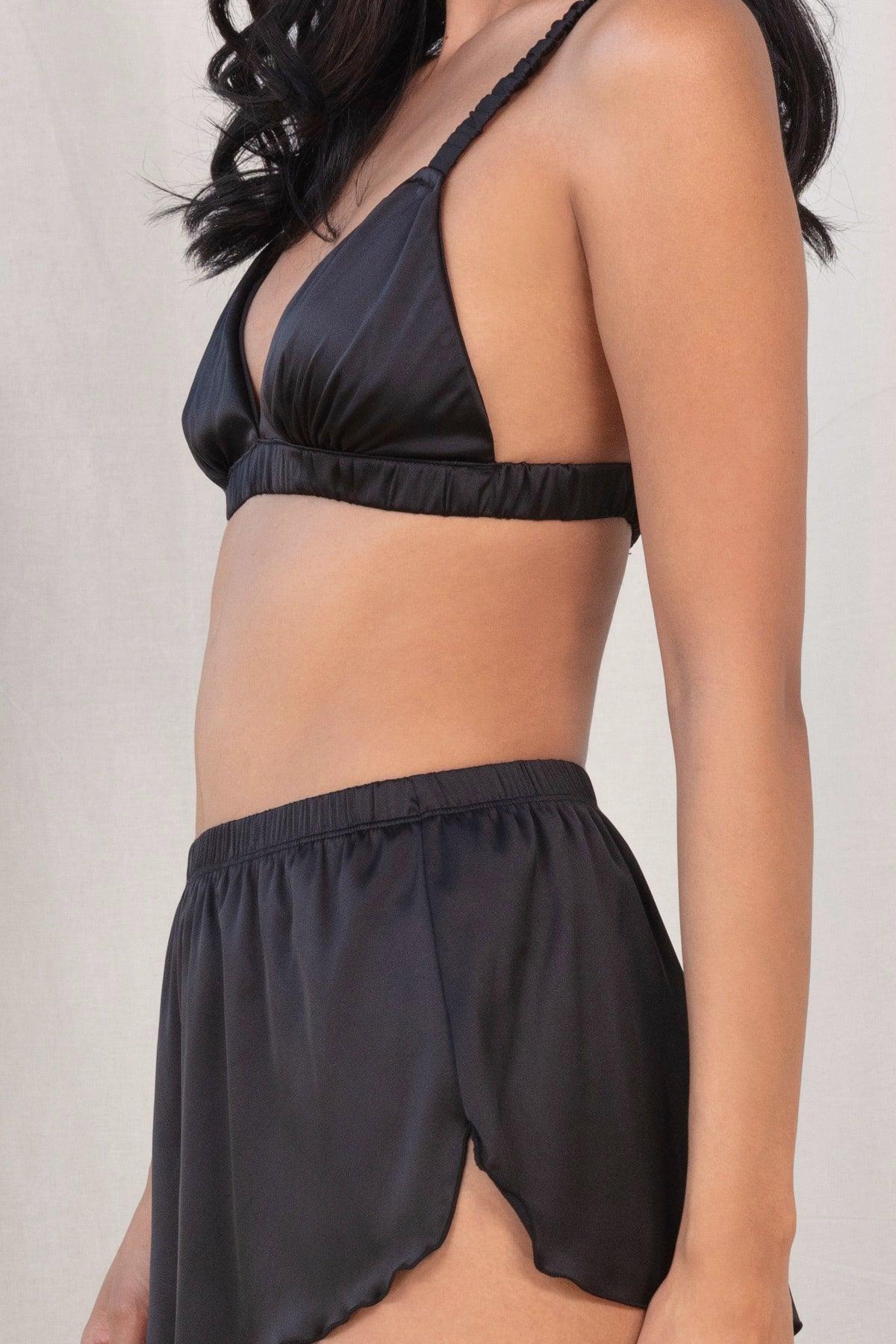 Love Story Bralette Shortie Set In Black - Bralettes -