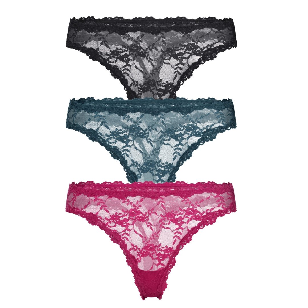Maria Thong 3-Pack in Black/Enchanted/Cabaret - Thong -