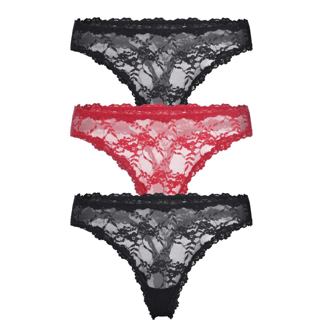 Maria Thong 3-Pack in Black/Love Song/Black - Thong -