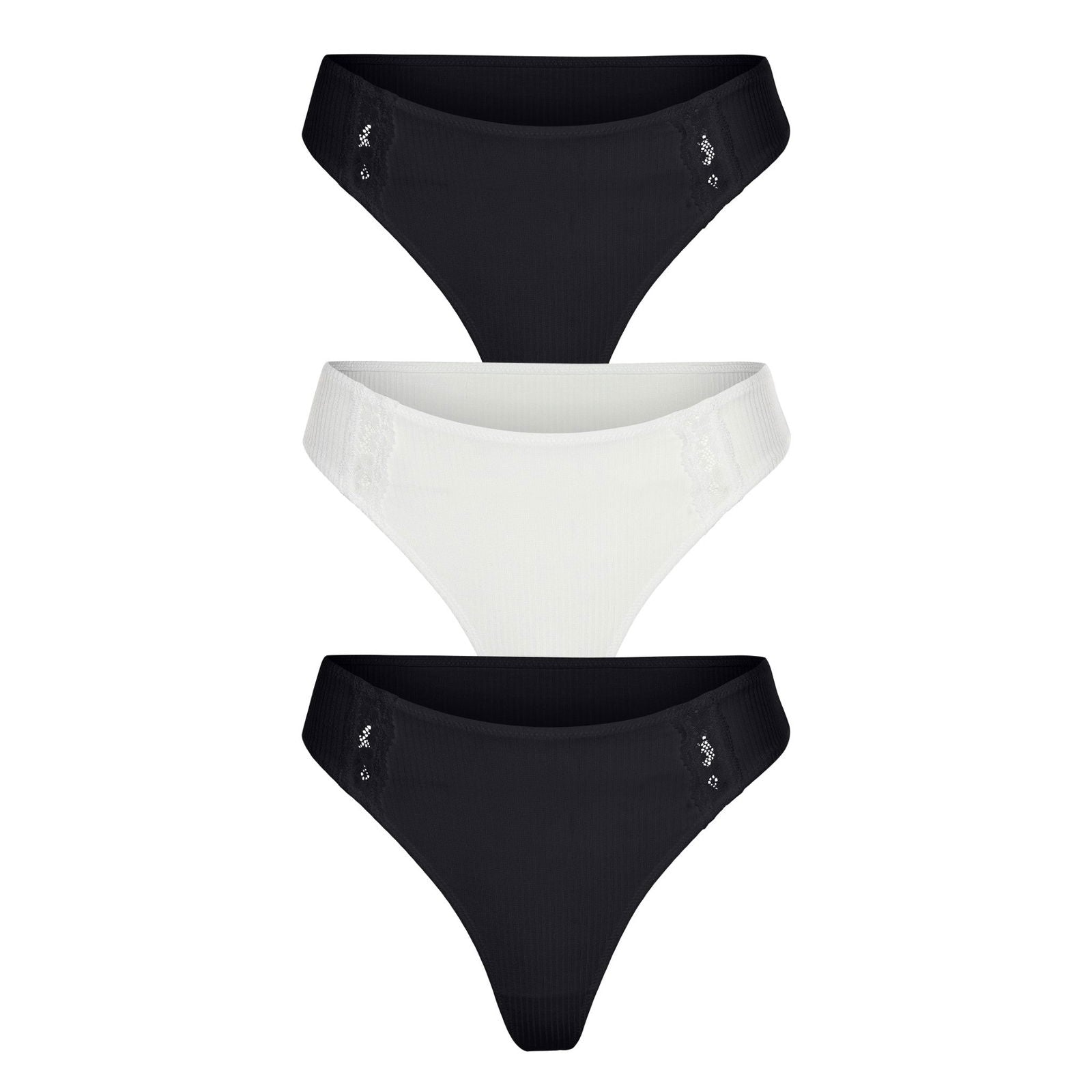 Minnie Thong 3-Pack - Thong - Black White Black