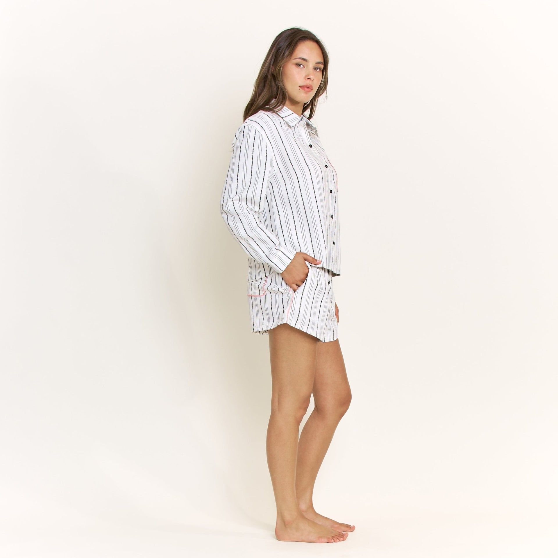 Nap Era Long Sleeve Top in Ivory Stripe - -