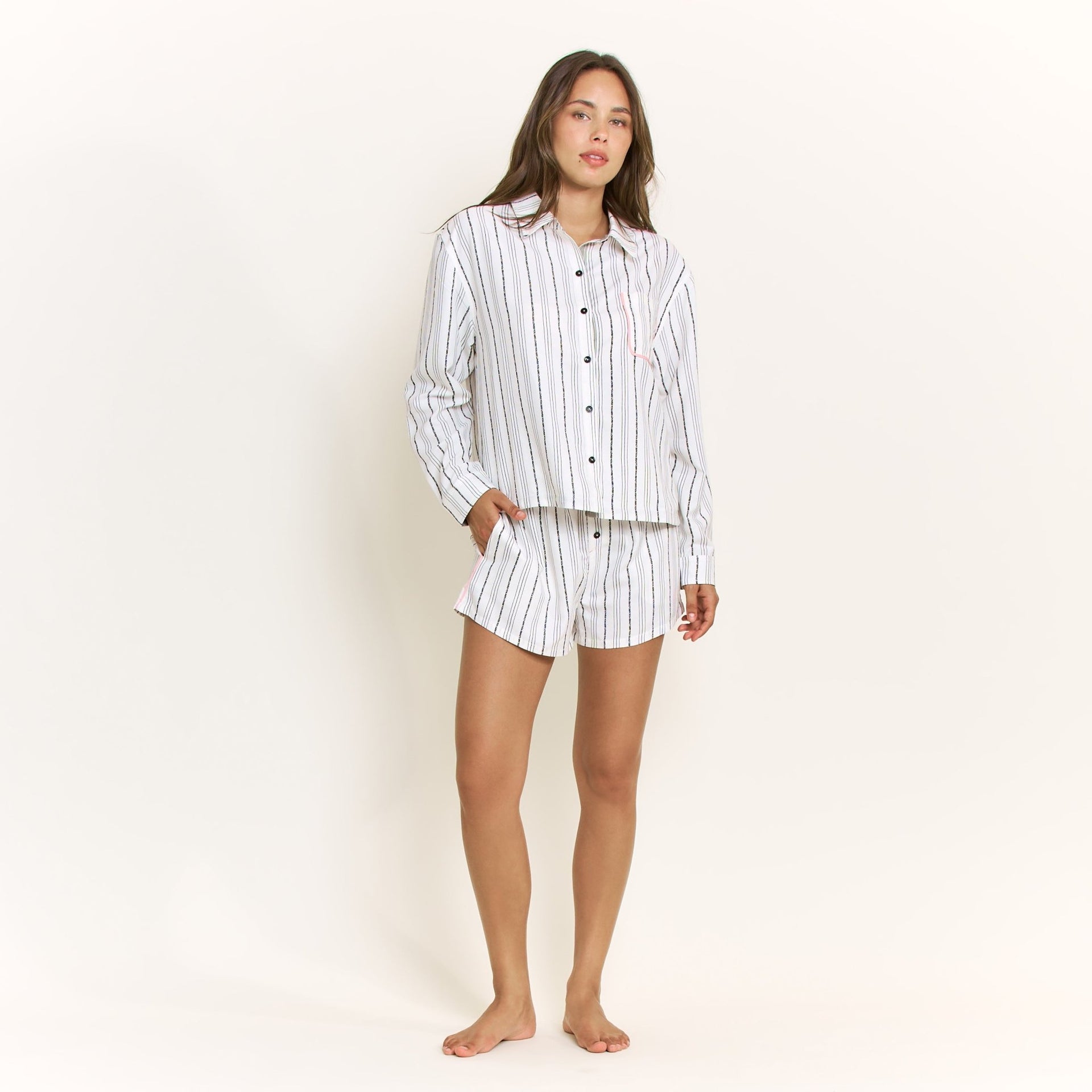 Nap Era Long Sleeve Top in Ivory Stripe - -
