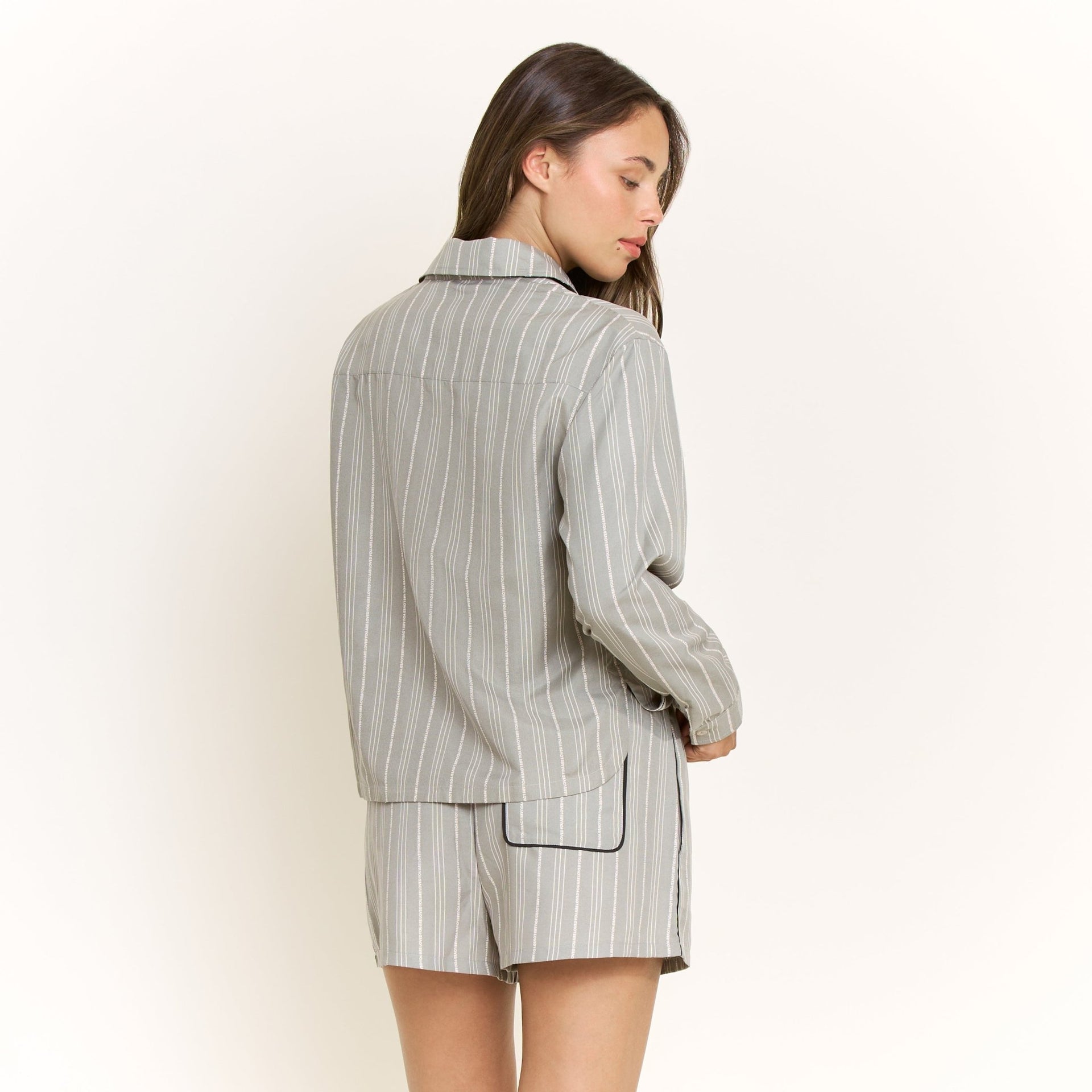 Nap Era Long Sleeve Top in Soft Olive Stripe - -