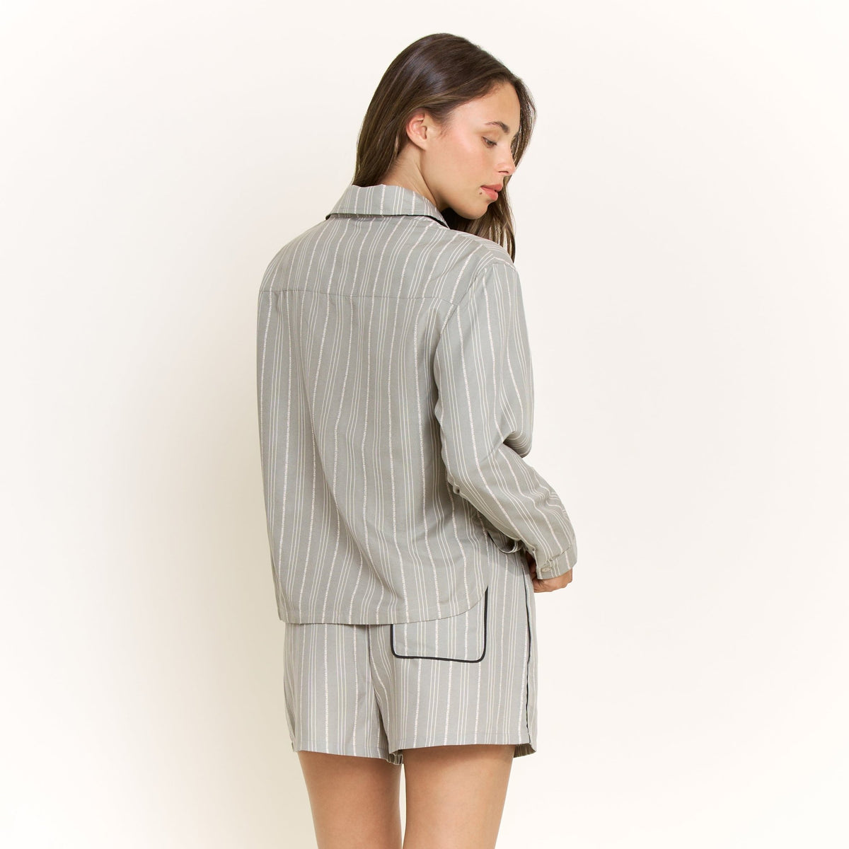 Nap Era Long Sleeve Top in Soft Olive Stripe - Sleepwear & Loungewear -