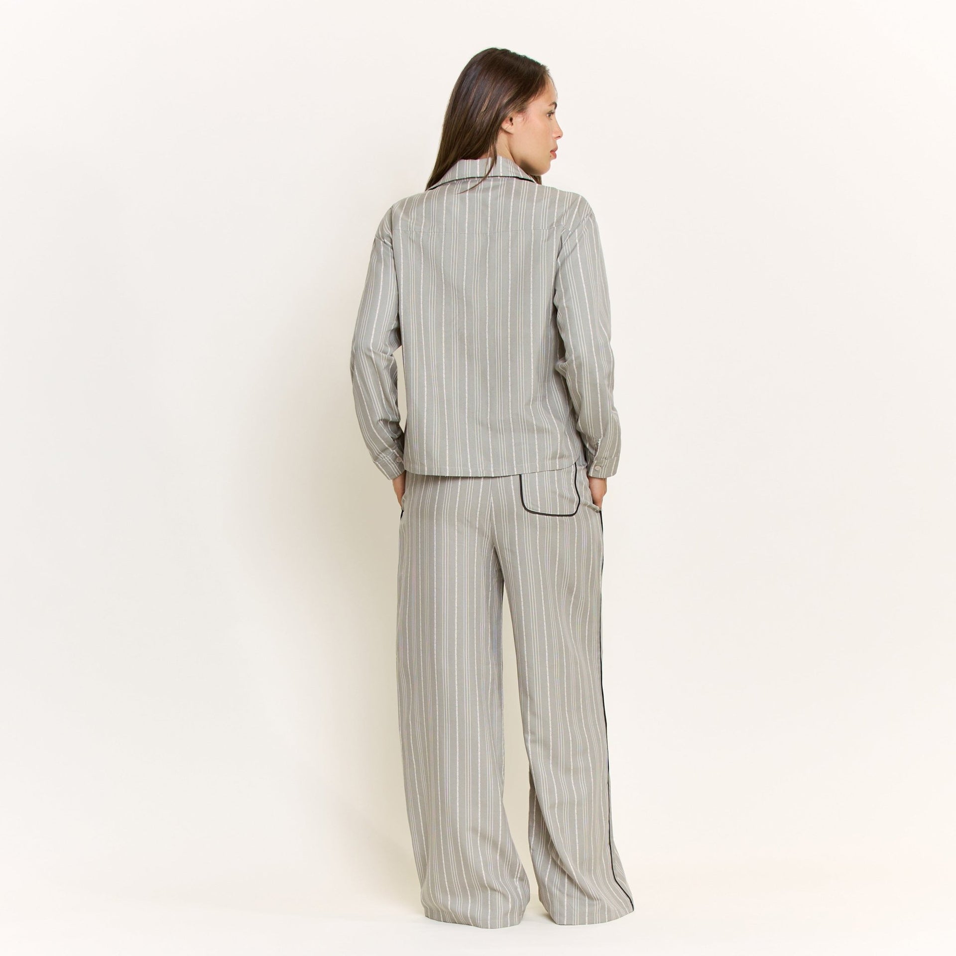 Nap Era Long Sleeve Top in Soft Olive Stripe - -