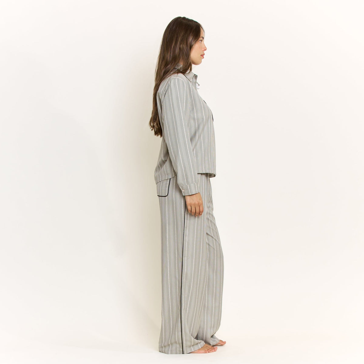 Nap Era Long Sleeve Top in Soft Olive Stripe - Sleepwear & Loungewear -