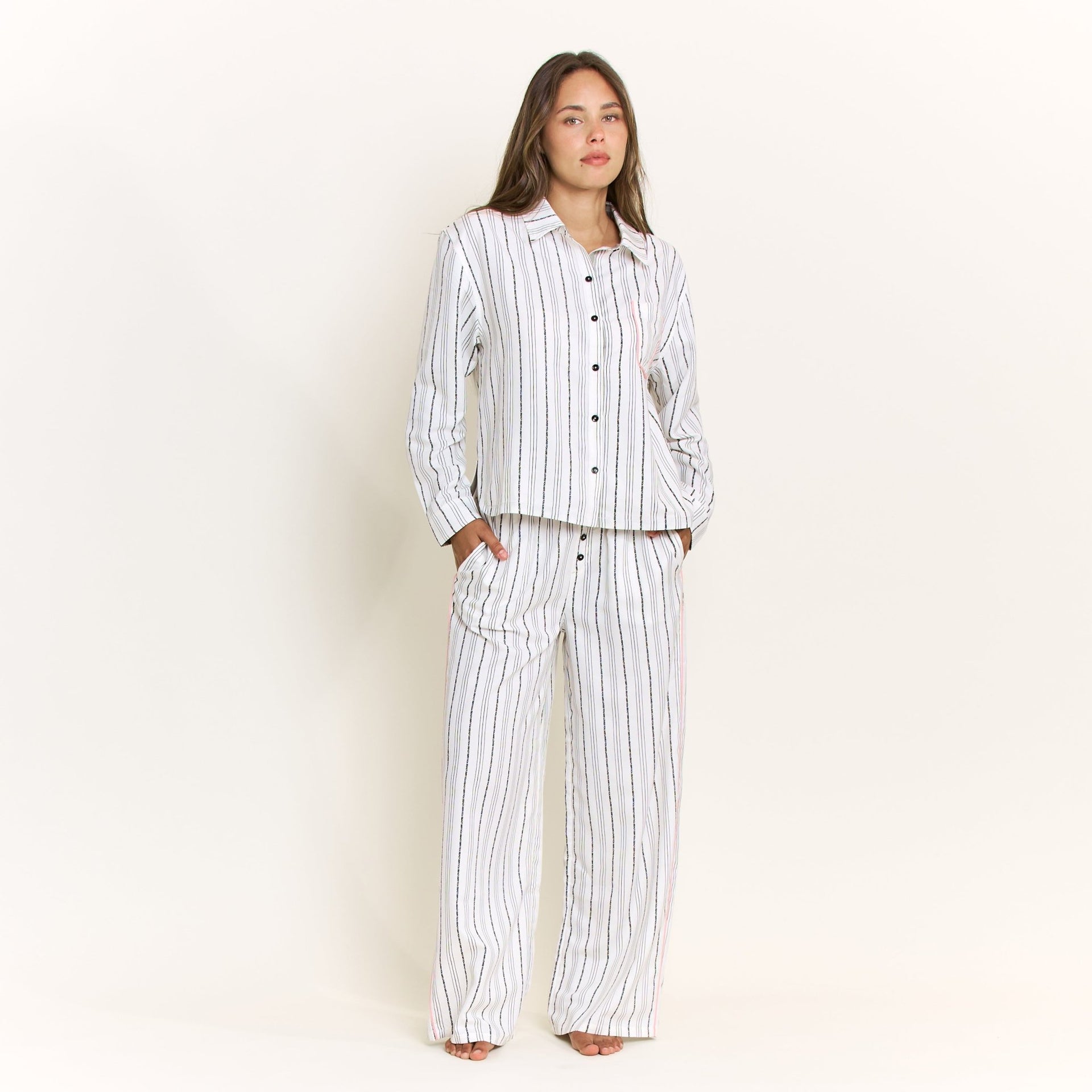 Nap Era Pant in Ivory Stripe - Honeydew - XS