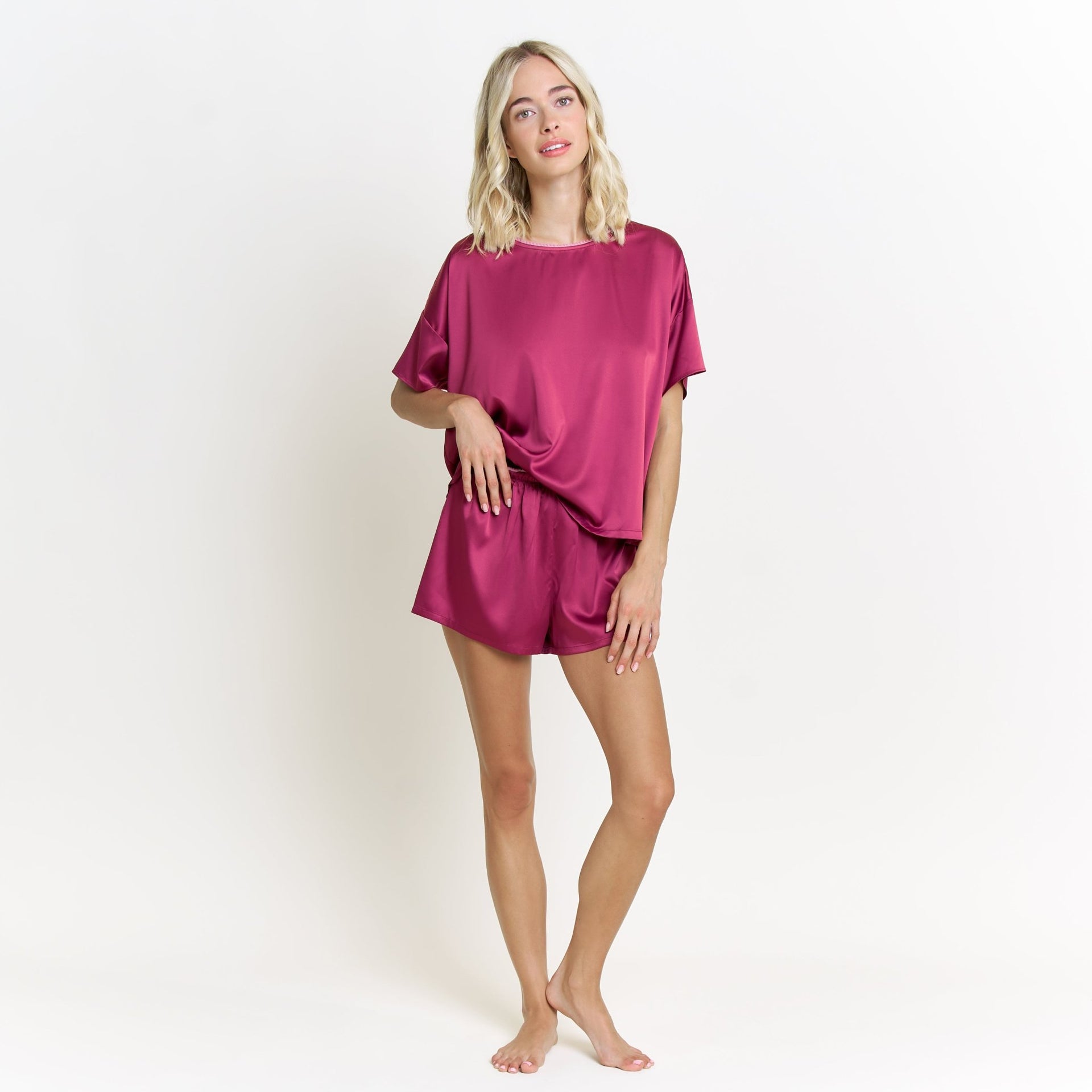 Off to Bed Shortie Set in Mulberry - Shortie Set - XL