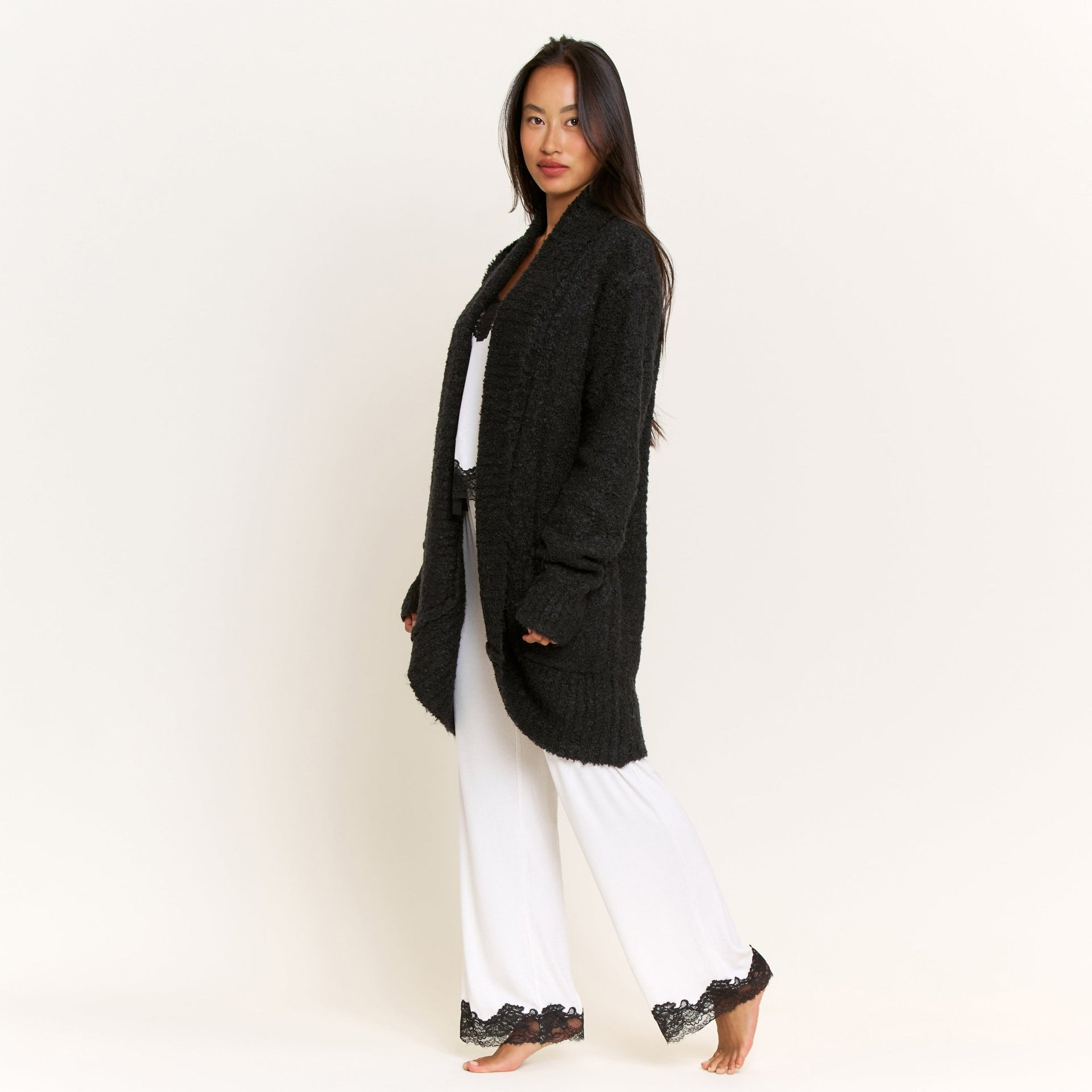 Ready to Relax Cardigan in Black - Honeydew - XS/S