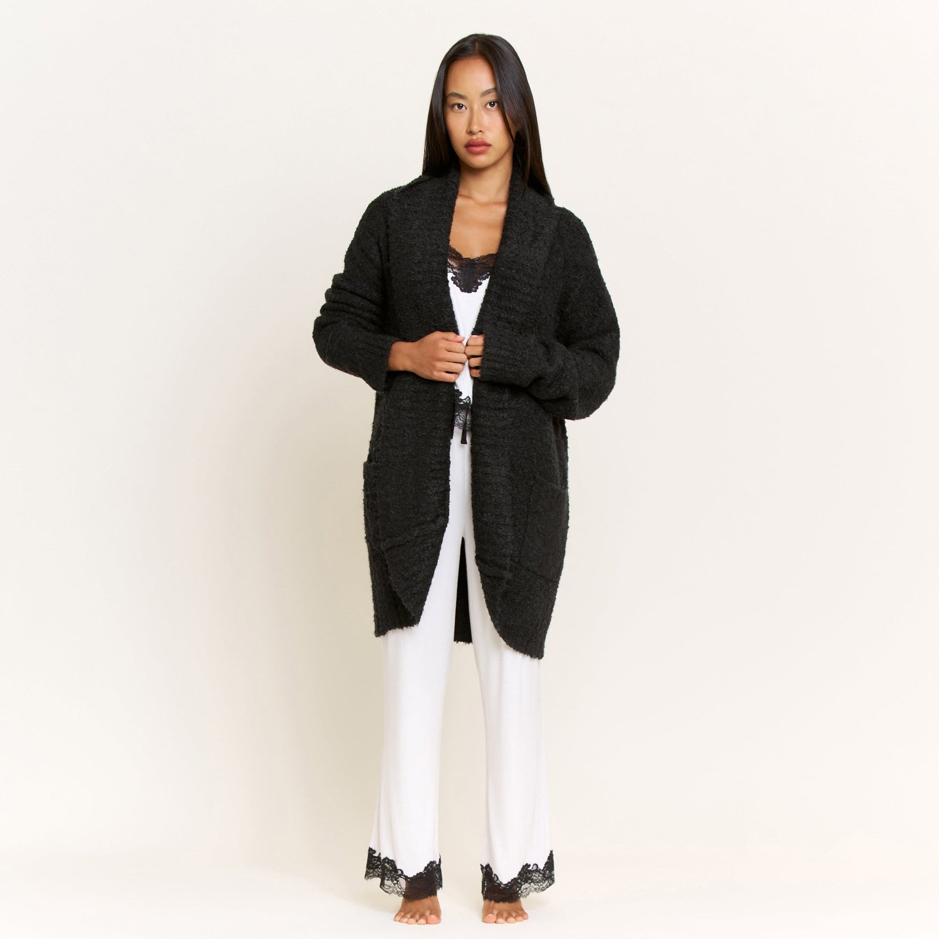 Ready to Relax Cardigan in Black - Honeydew - XS/S