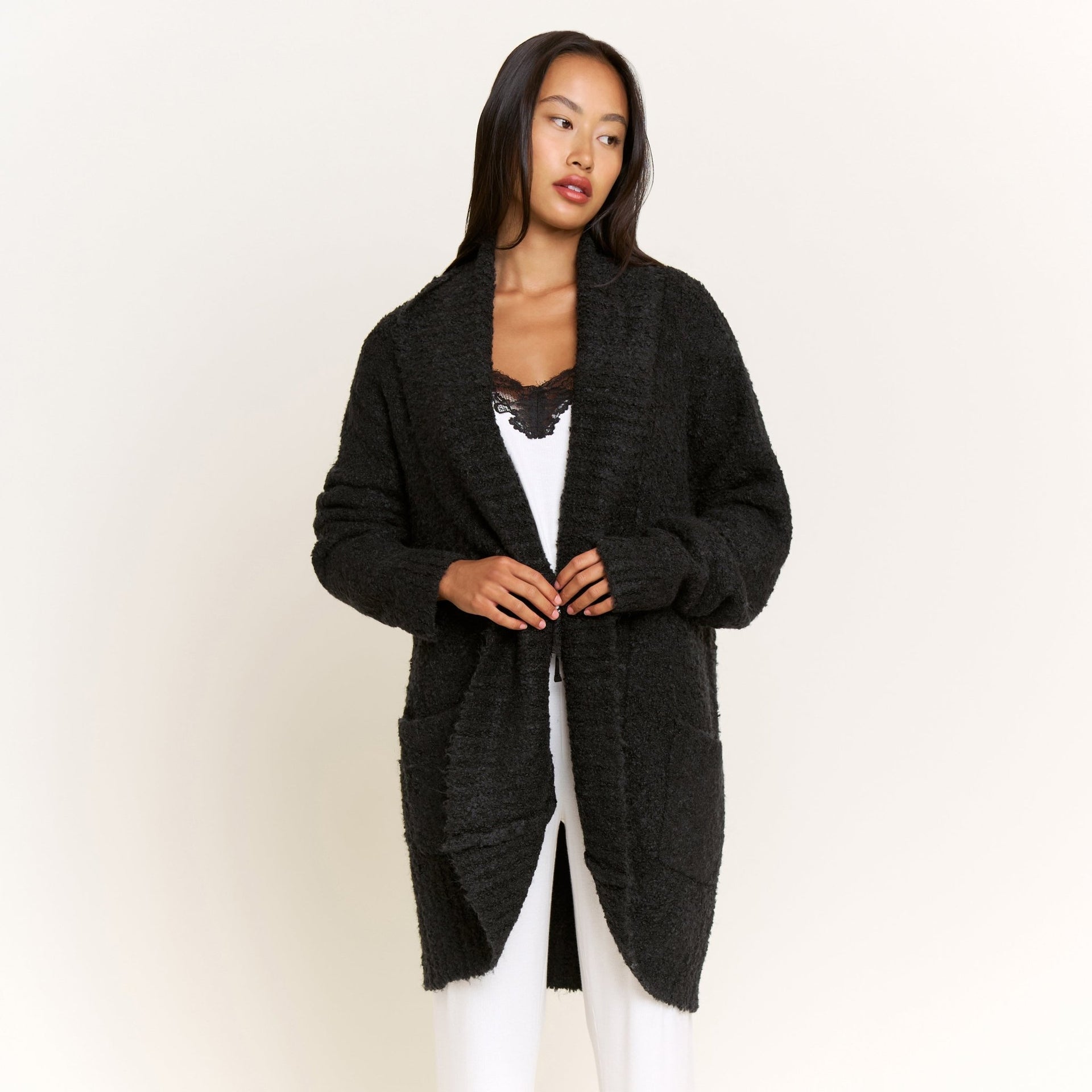 Ready to Relax Cardigan in Black - Honeydew - XS/S
