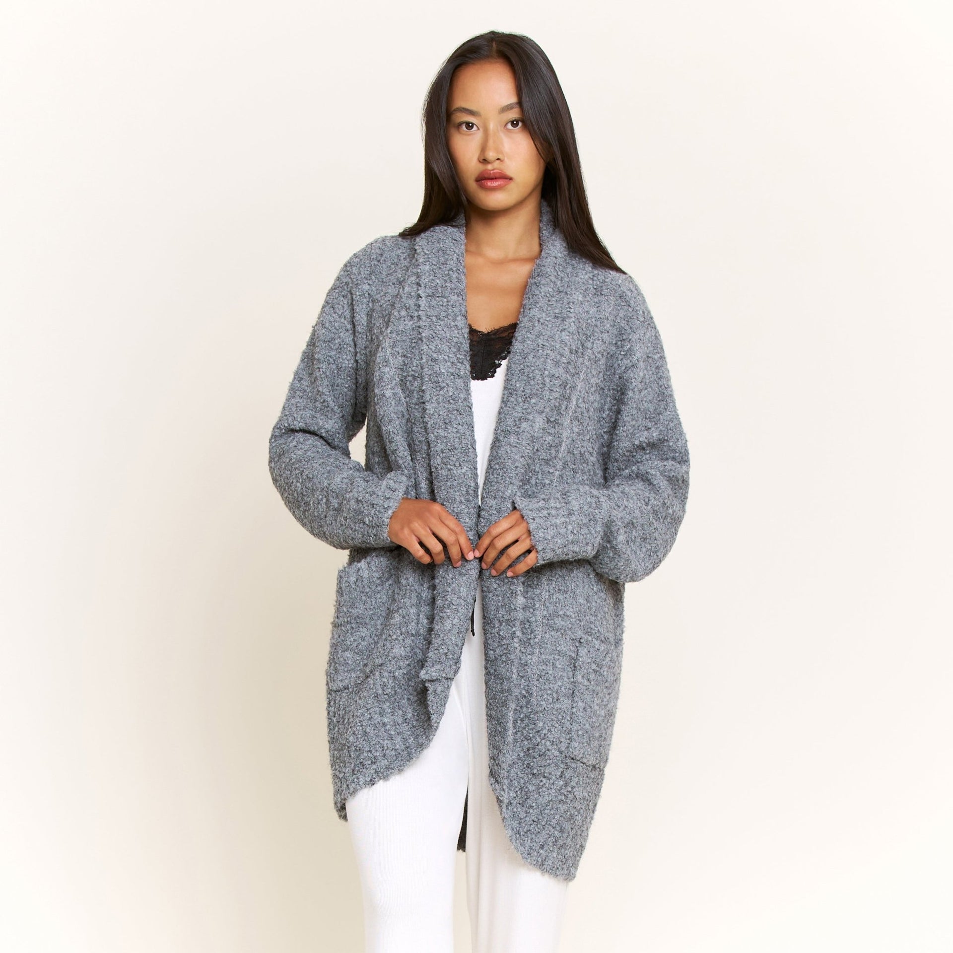 Ready to Relax Cardigan in Heather Grey - Honeydew - XS/S