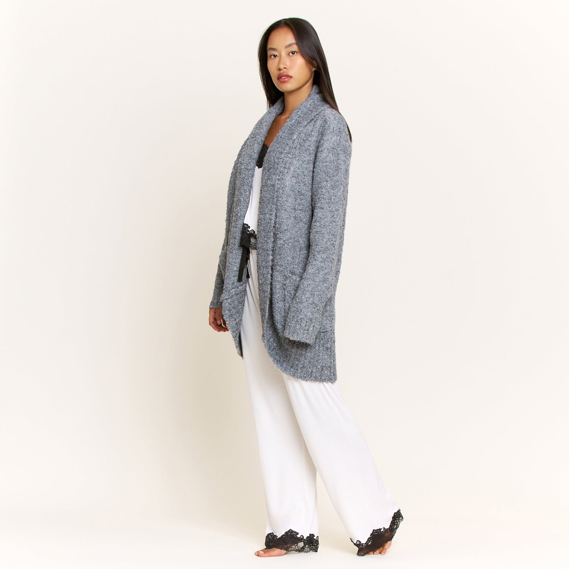 Ready to Relax Cardigan in Heather Grey - Honeydew - XS/S