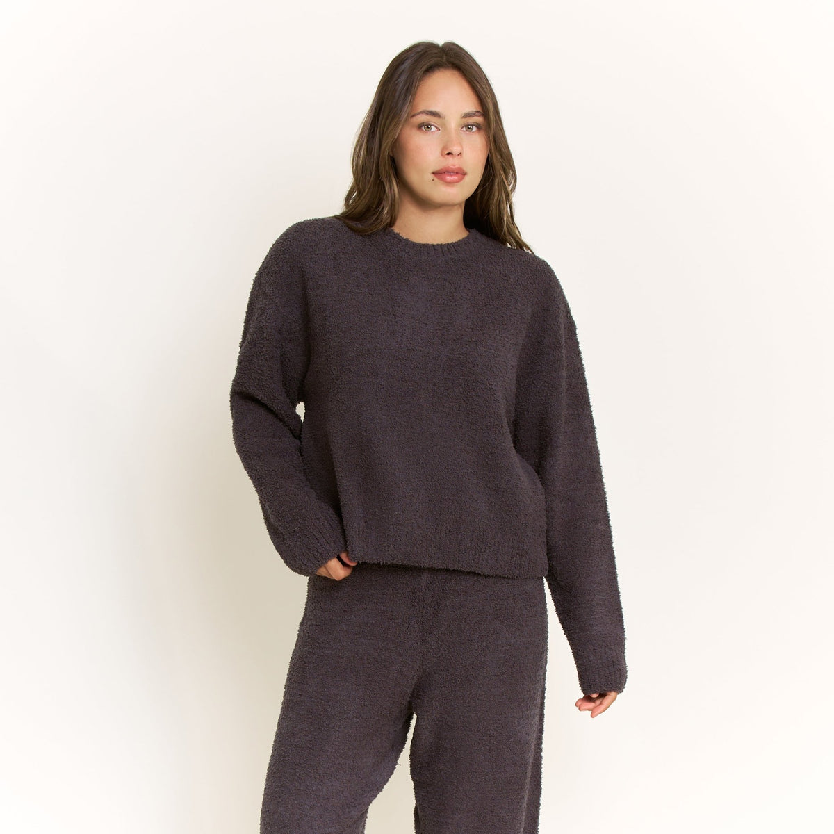 Ready to Unwind Long Sleeve Top in Boulder Grey - Honeydew - XS