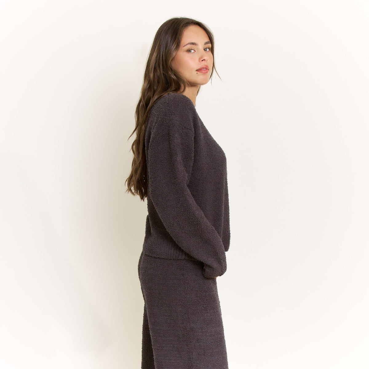 Ready to Unwind Long Sleeve Top in Boulder Grey - Honeydew - XS