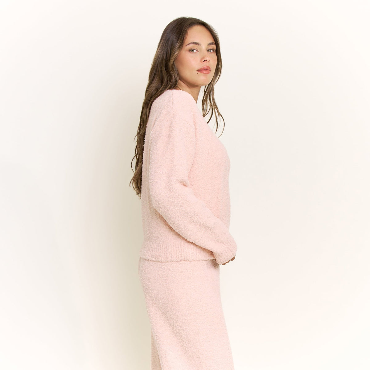 Ready to Unwind Long Sleeve Top in Misty Rose - Honeydew - XS
