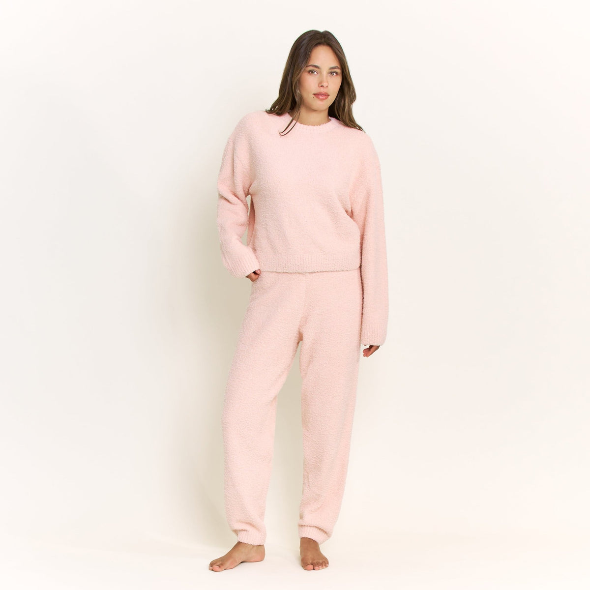 Ready to Unwind Long Sleeve Top in Misty Rose - Honeydew - XS