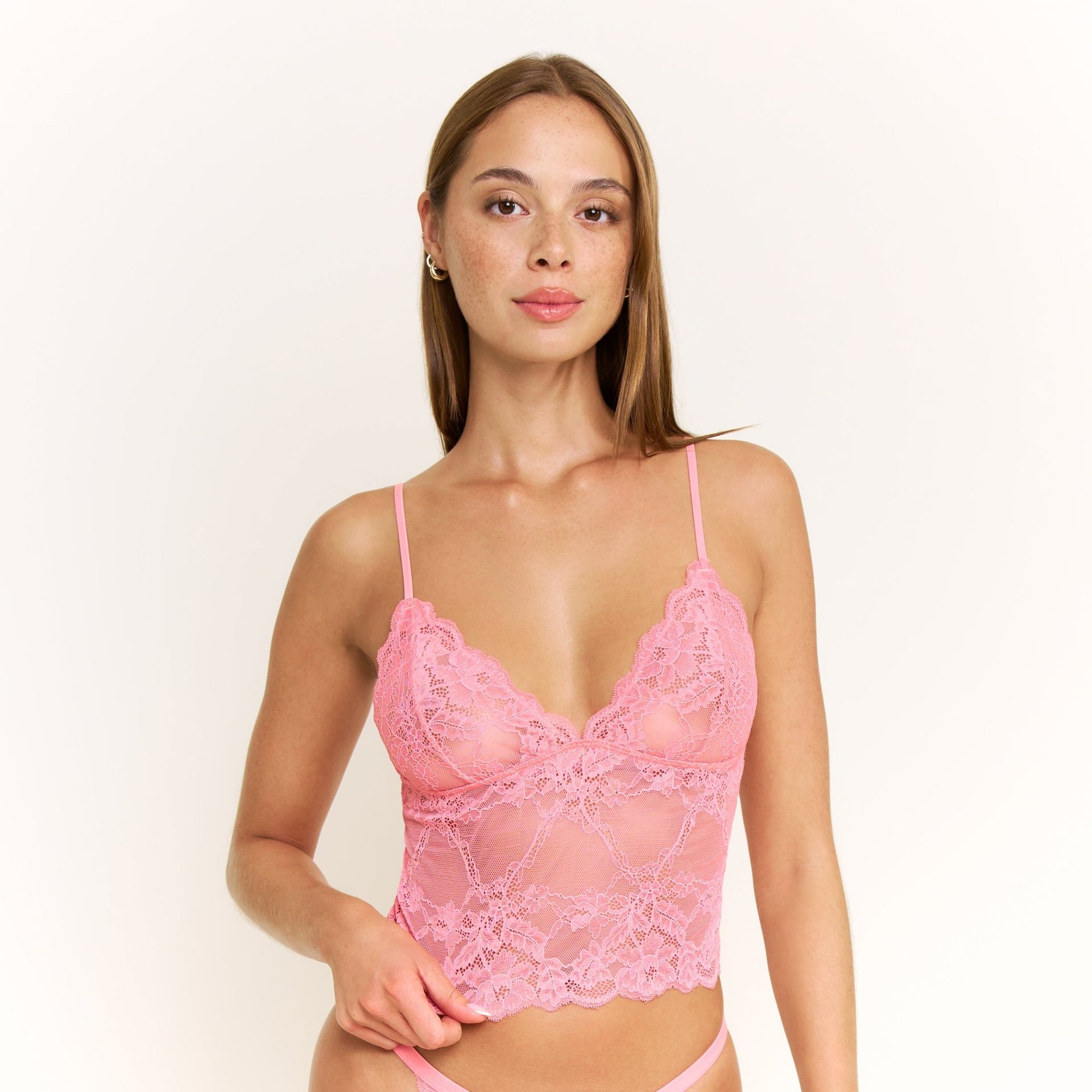 Riot Lace Cami in Coral Blush - -