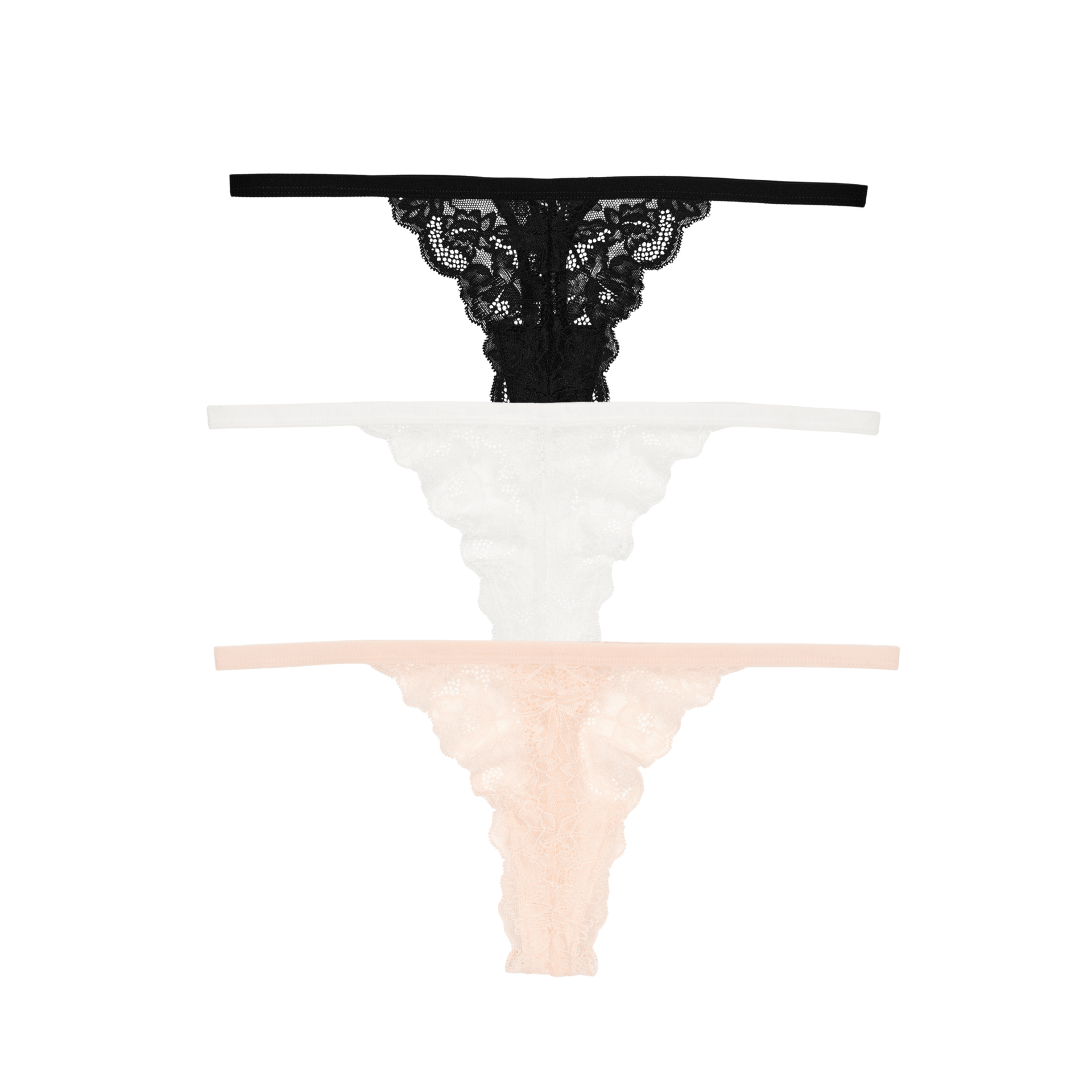 Riot Lace Thong 3-Pack in Essentials & Ballet Slipper - -
