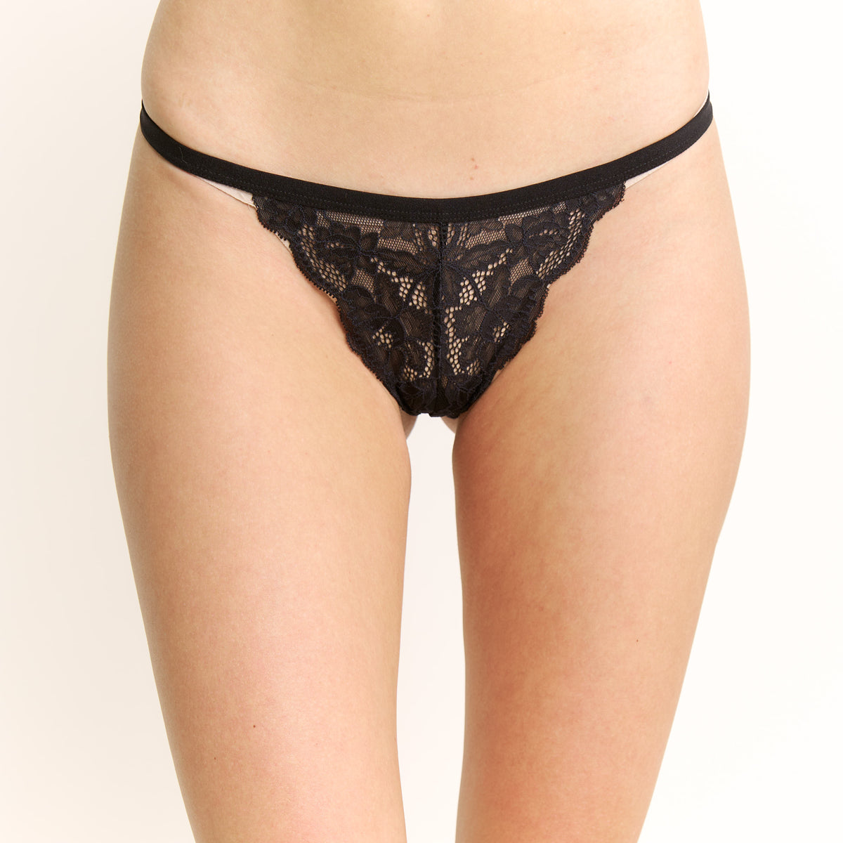 Riot Lace Thong in Black - Underwear -