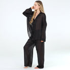 Sheer Bliss Long PJ Set in Black - Sleepwear & Loungewear -