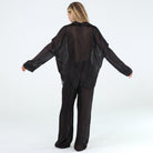 Sheer Bliss Long PJ Set in Black - Sleepwear & Loungewear -