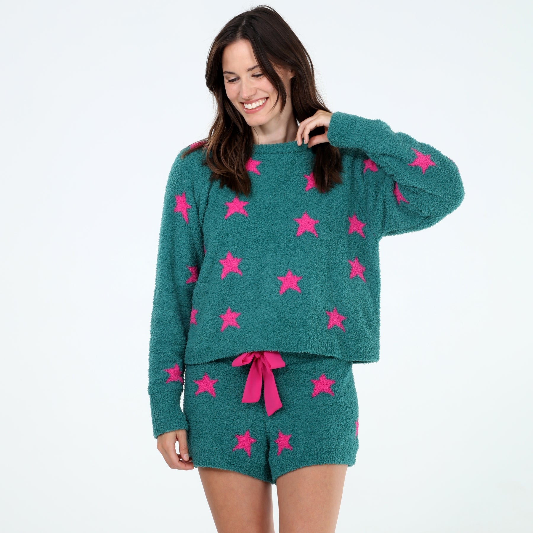 Snow Angel Lounge Top in Bayberry Stars - Sleepwear & Loungewear -