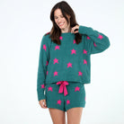 Snow Angel Short in Bayberry Stars - Loungewear -