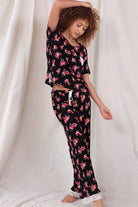 Something Sweet PJ Set in Black Roses - Sleepwear & Loungewear -