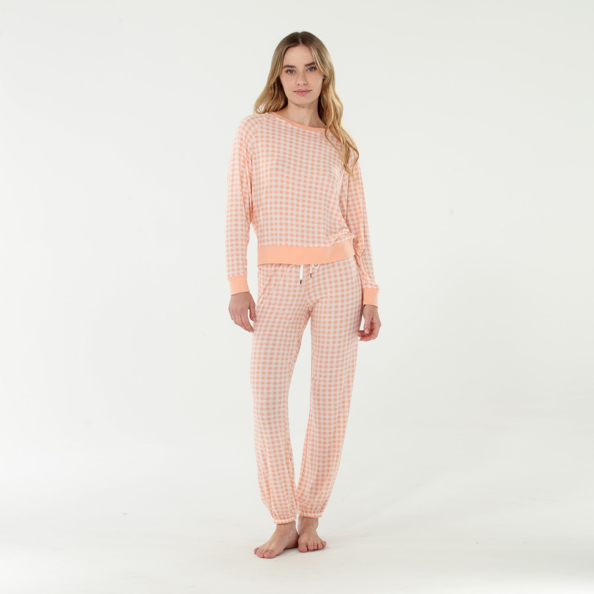Star Seeker Long Set - Loungewear - Apricot Gingham