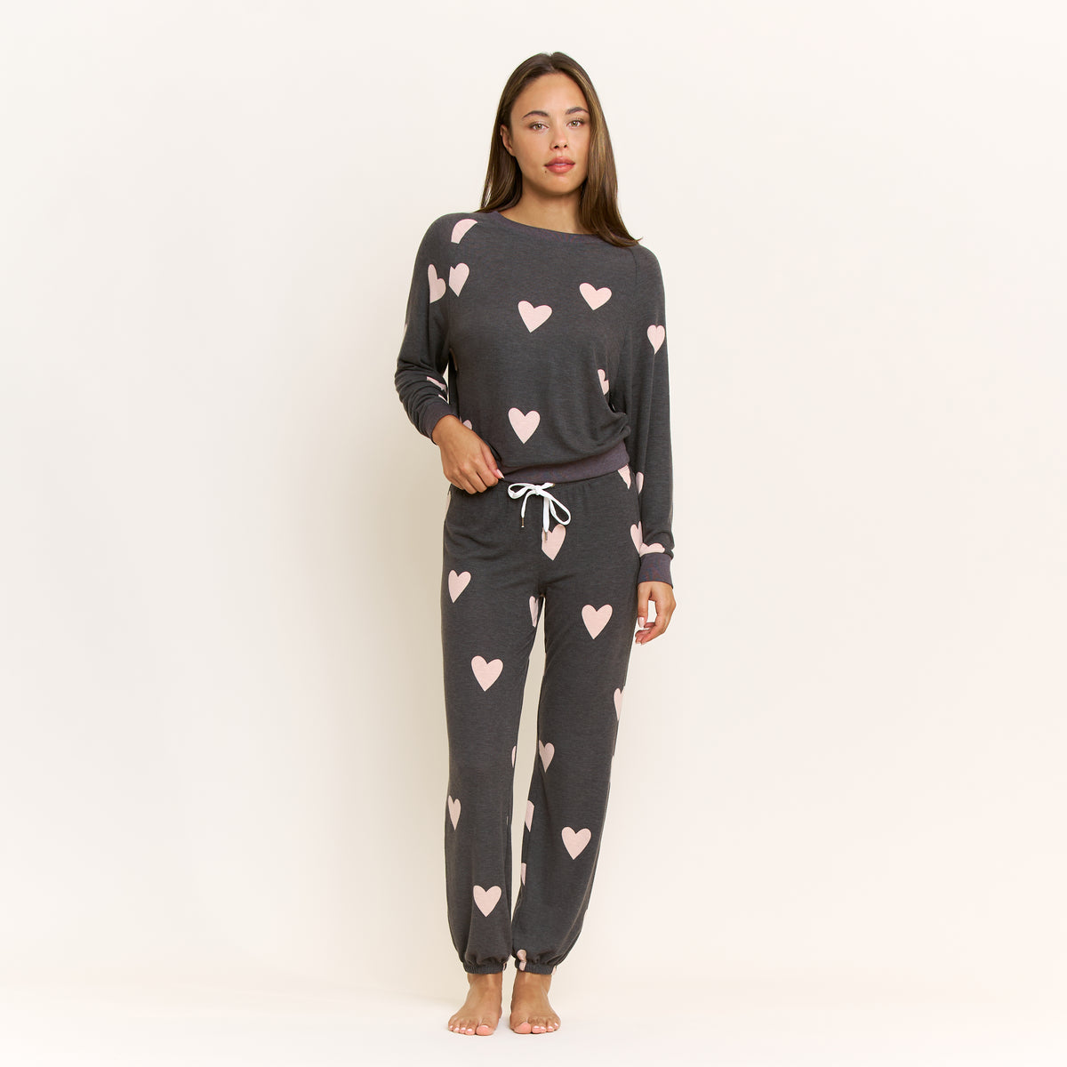 Star Seeker Long Set in Black Hearts - Sleepwear & Loungewear - XL
