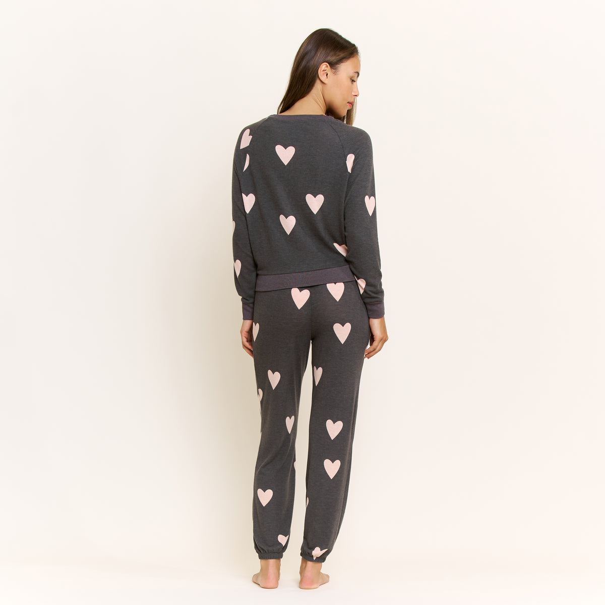 Star Seeker Long Set in Black Hearts - Sleepwear & Loungewear -