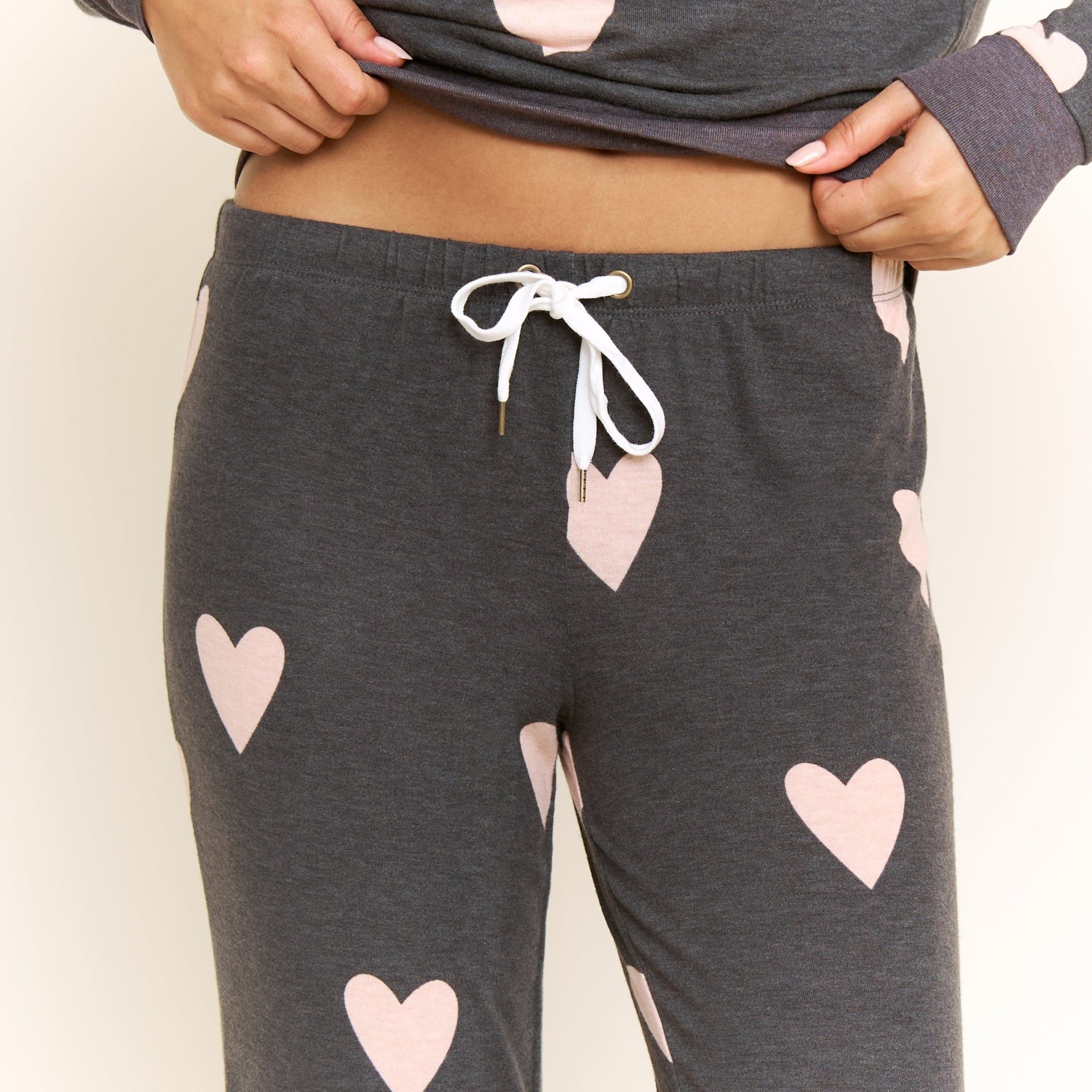 Star Seeker Long Set in Black Hearts - Sleepwear & Loungewear -
